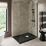 Imperia Black Slate Effect Rectangular Shower Tray 1200 x 800mm with White Waste