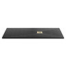 Imperia 1600 x 900mm Black Slate Effect Rectangular Shower Tray + Brushed Brass Waste