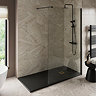 Imperia 1600 x 900mm Black Slate Effect Rectangular Shower Tray + Brushed Brass Waste