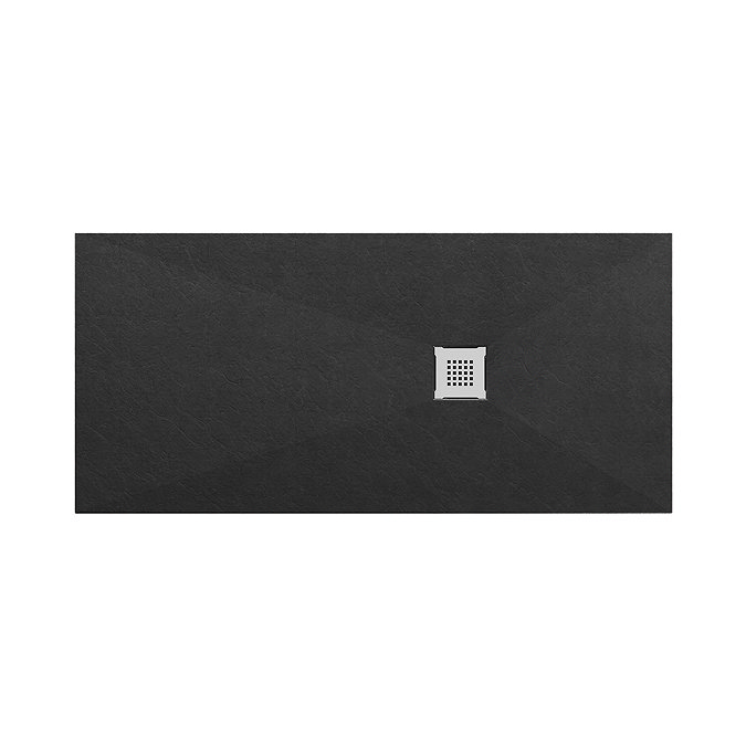 Imperia 1700 x 800mm Graphite Slate Effect Rectangular Shower Tray with Chrome Waste