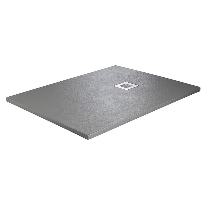 Imperia Graphite Slate Effect Rectangular Shower Tray 1000 x 700mm with Chrome Waste