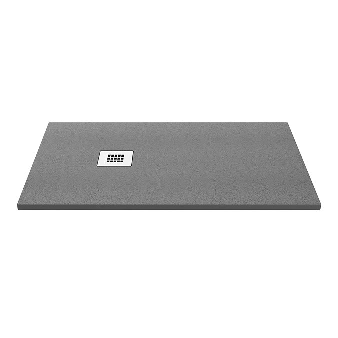 Imperia Graphite Slate Effect Rectangular Shower Tray 1000 x 700mm with Chrome Waste