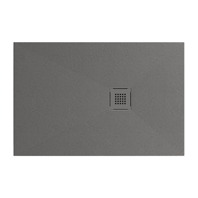 Imperia Graphite Slate Effect Rectangular Shower Tray 1000 x 700mm with Graphite Waste