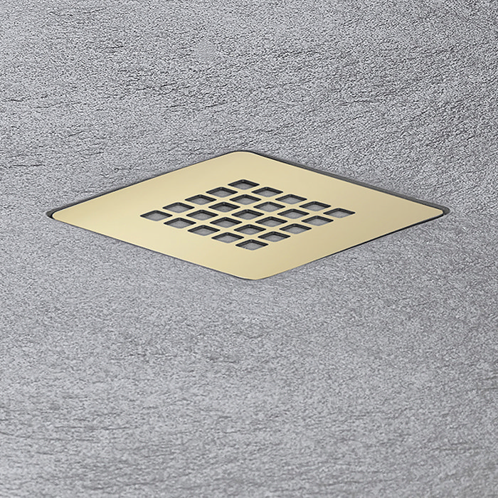 Imperia Graphite Slate Effect Rectangular Shower Tray 1000 x 800mm with Brushed Brass Waste