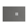 Imperia Graphite Slate Effect Rectangular Shower Tray 1200 x 700mm with Chrome Waste