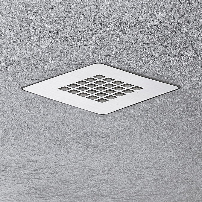 Imperia 1600 x 900mm Graphite Slate Effect Rectangular Shower Tray + Chrome Waste Feature Large Image