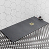 Imperia Graphite Slate Effect Rectangular Shower Tray 1700 x 700mm with Brushed Brass Waste