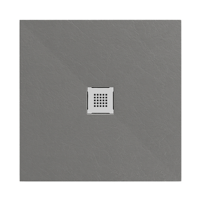 Imperia 900 x 900mm Graphite Slate Effect Square Tray with Chrome Waste