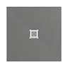Imperia 900 x 900mm Graphite Slate Effect Square Tray with Chrome Waste