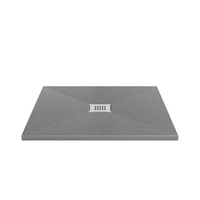Imperia 900 x 900mm Graphite Slate Effect Square Tray with Chrome Waste