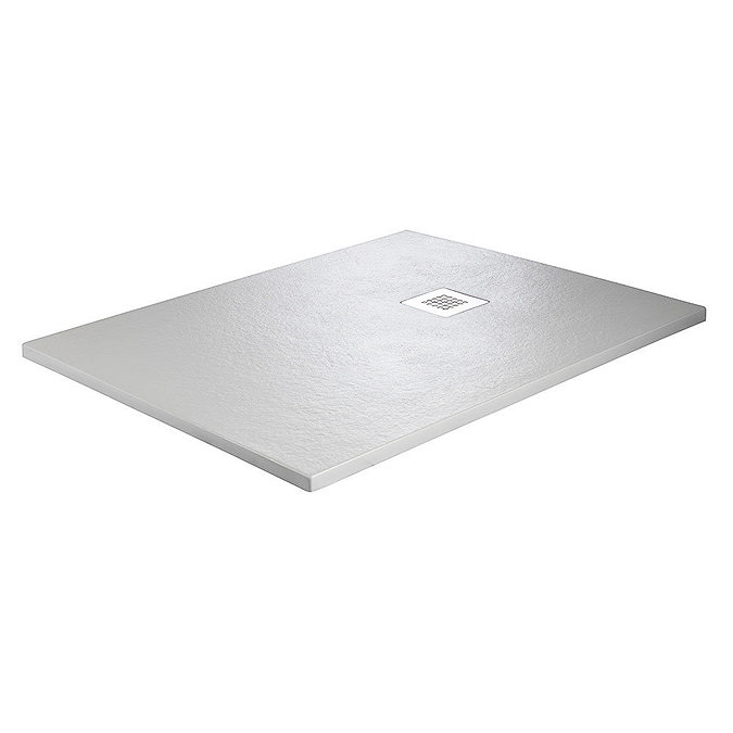 Imperia Light Grey Slate Effect Rectangular Shower Tray 1400 x 800mm with Chrome Waste