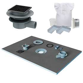 Imperia Wet Room Rectangular Tray Former Kit (Centre Waste in Matt Black)