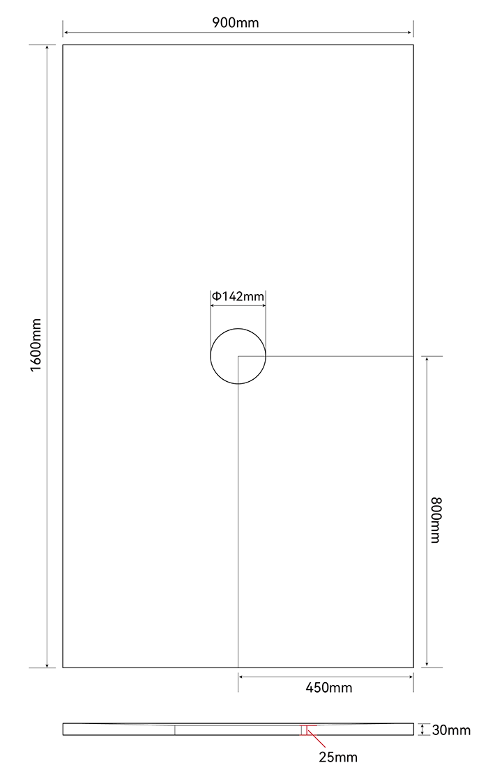 Imperia Wet Room Rectangular Tray Former Kit (Centre Waste in Matt Black)