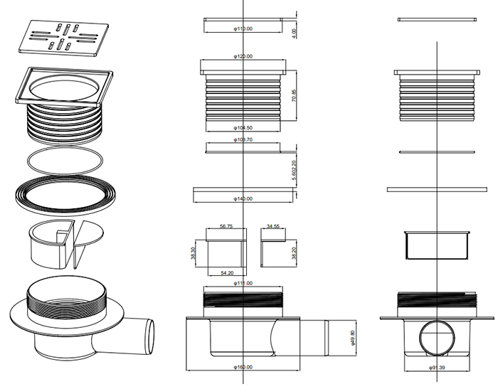 Imperia Wet Room Rectangular Tray Former Kit (Centre Waste in Matt Black)