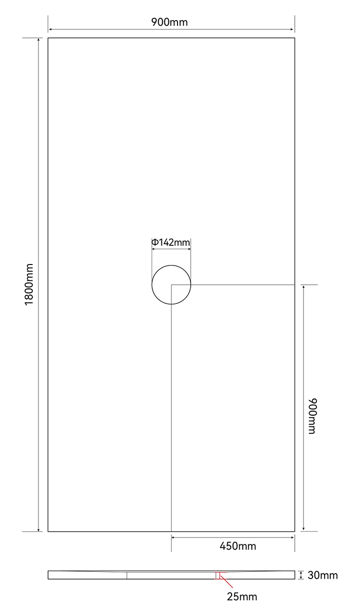 Imperia Wet Room Rectangular Tray Former Kit (Centre Waste in Matt Black)