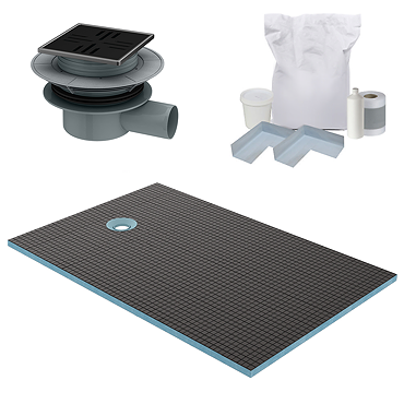 Imperia Wet Room Rectangular Tray Former Kit (End Centre Waste in Matt Black)