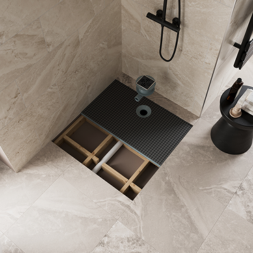 Imperia Wet Room Rectangular Tray Former Kit (End Centre Waste in Matt Black)