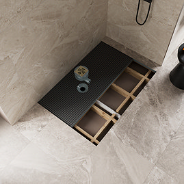 Imperia Wet Room Rectangular Tray Former Kit (Offset Centre Waste in Brushed Brass) 1800 x 900 x 30mm