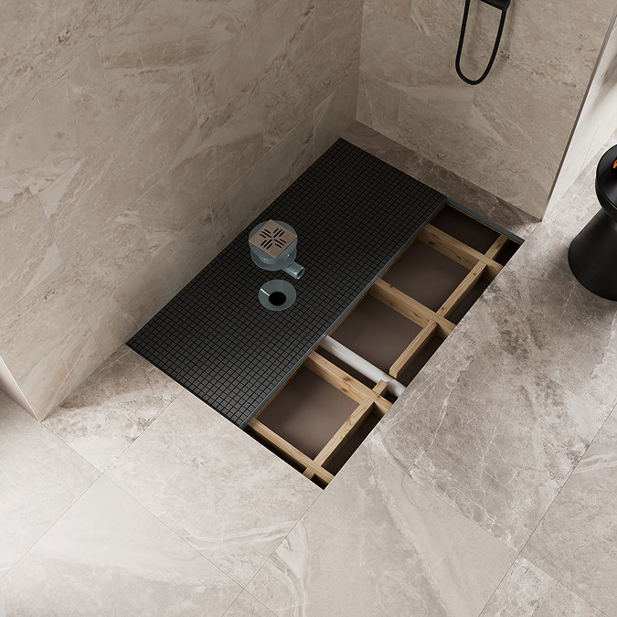Imperia Wet Room Rectangular Tray Former Kit (Offset Centre Waste in Chrome) 1800 x 900 x 30mm