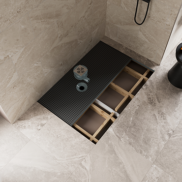 Imperia Wet Room Rectangular Tray Former Kit (Offset Centre Waste in Chrome) 1800 x 900 x 30mm