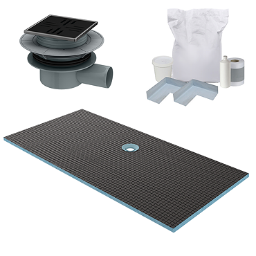 Imperia Wet Room Rectangular Tray Former Kit (Offset Centre Waste in Matt Black) 1800 x 900 x 30mm