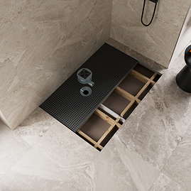 Imperia Wet Room Rectangular Tray Former Kit (Offset Centre Waste in Matt Black) 1800 x 900 x 30mm