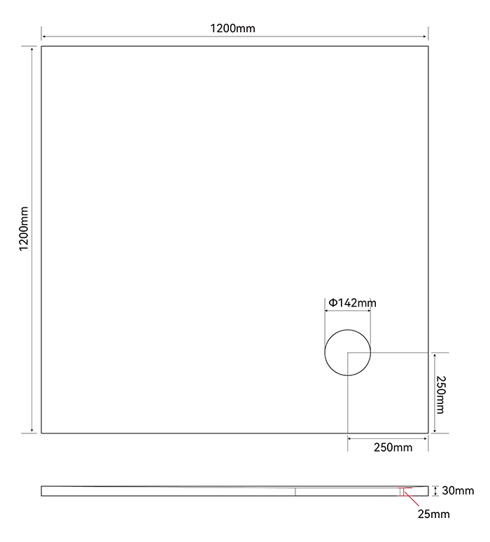 Imperia Wet Room Walk In Square Tray Former (Corner Drain) 1200 x 1200 x 30mm