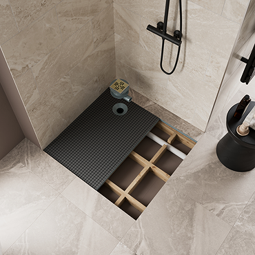Imperia Wet Room Square Tray Former Kit (Corner Waste in Brushed Brass)