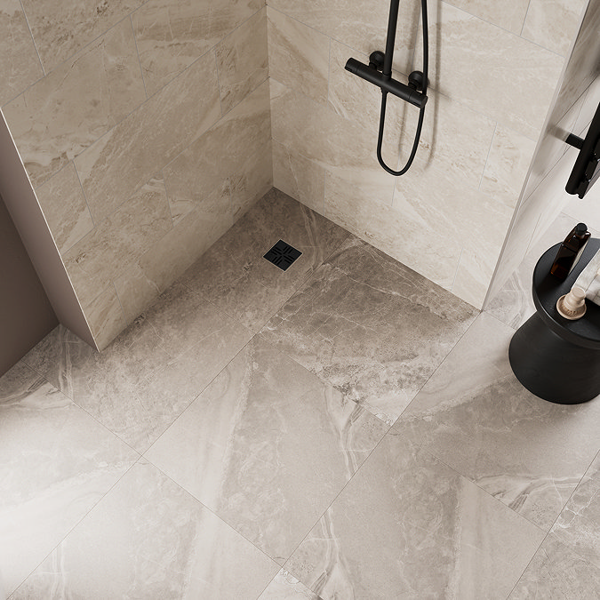 Imperia Wet Room Square Tray Former Kit (Corner Waste in Matt Black) 1000 x 1000 x 30mm