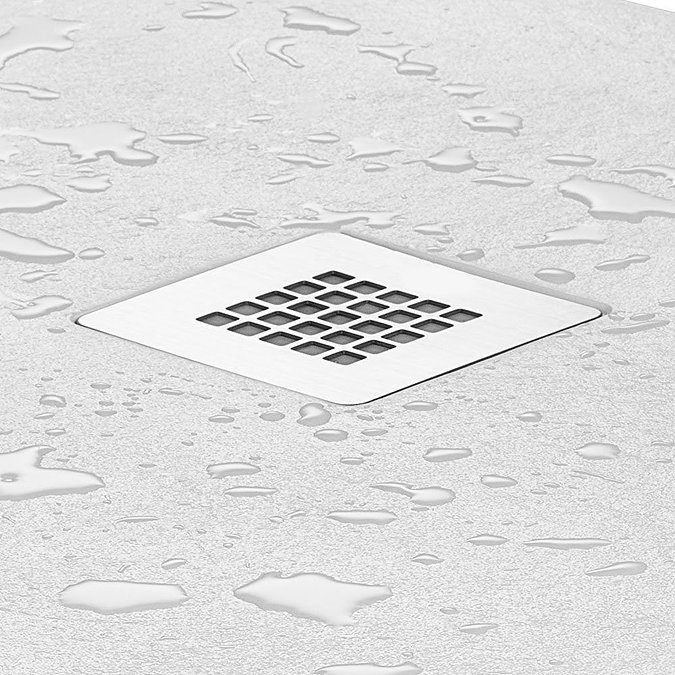 Imperia White Slate Effect Rectangular Shower Tray 1700 x 700mm with Chrome Waste