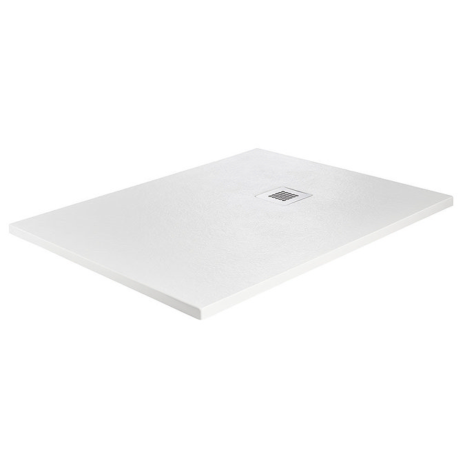 Imperia White Slate Effect Rectangular Shower Tray 1700 x 700mm with Chrome Waste