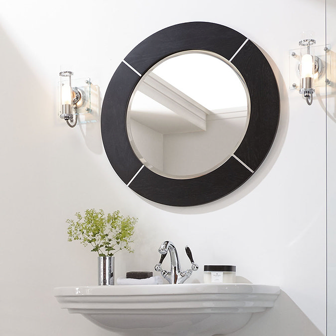 Imperial Annabel Moseley Blue Luxury Round Wooden Frame Mirror Profile Large Image