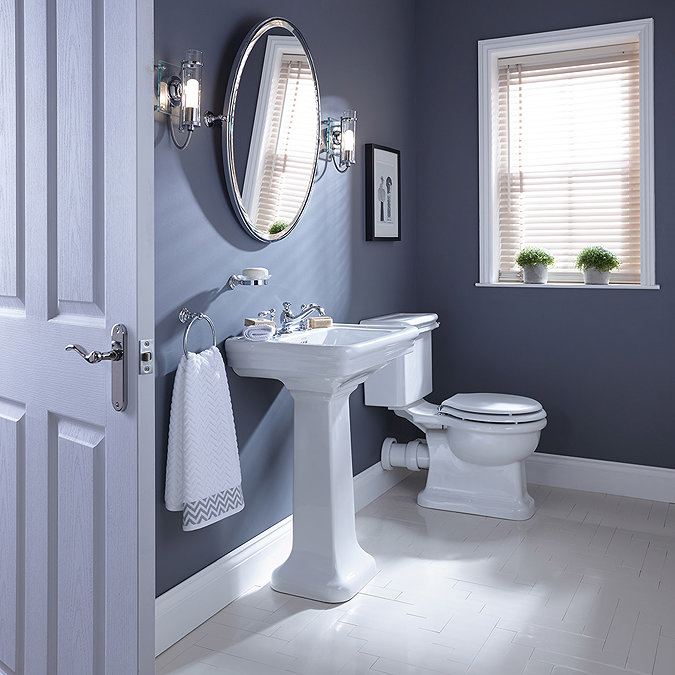 Imperial Etoile 605mm Medium Basin + Full Pedestal  In Bathroom Large Image