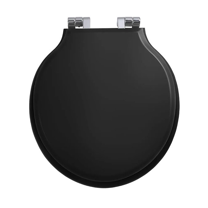 Imperial Etoile Soft Close Toilet Seat with Chrome Hinges - High Gloss Black Large Image