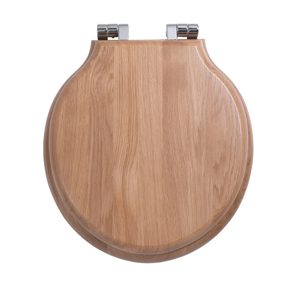 Imperial Etoile Soft Close Toilet Seat with Chrome Hinges Natural Oak