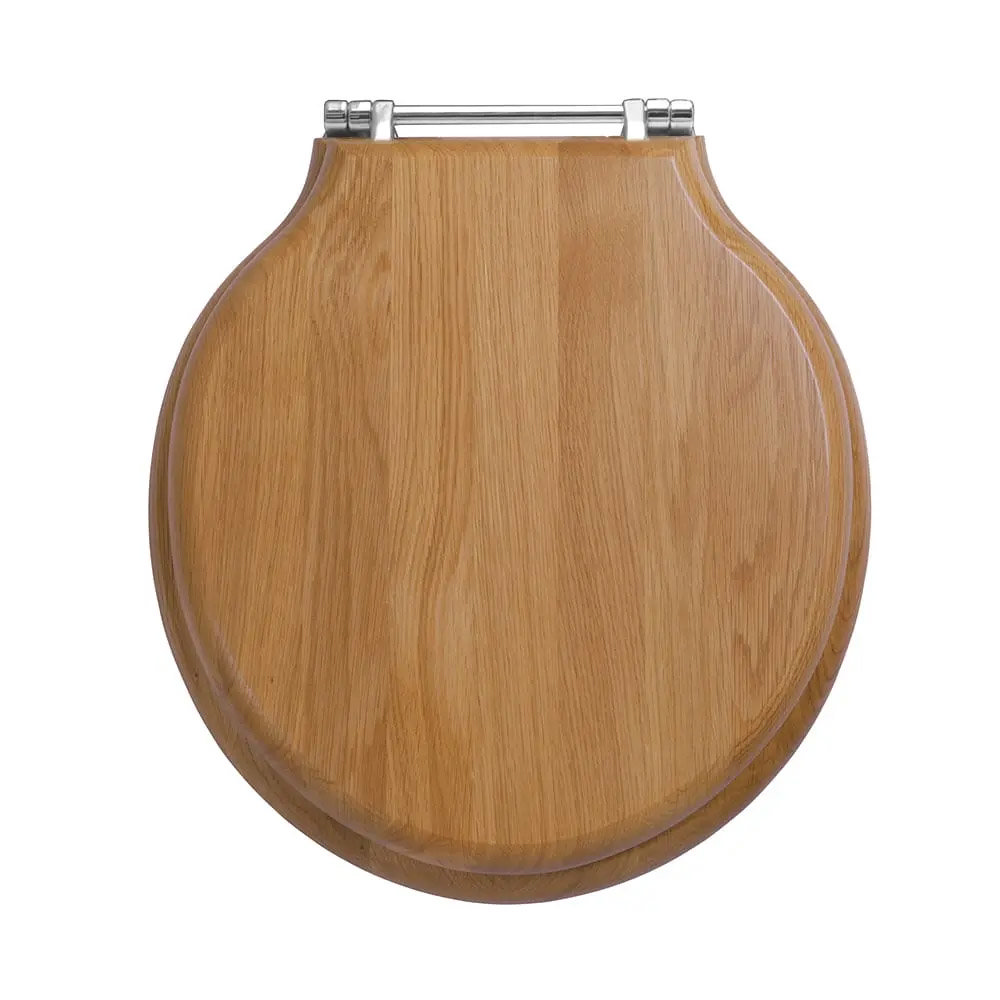 Imperial Etoile Standard Toilet Seat with Chrome Hinges Natural Oak
