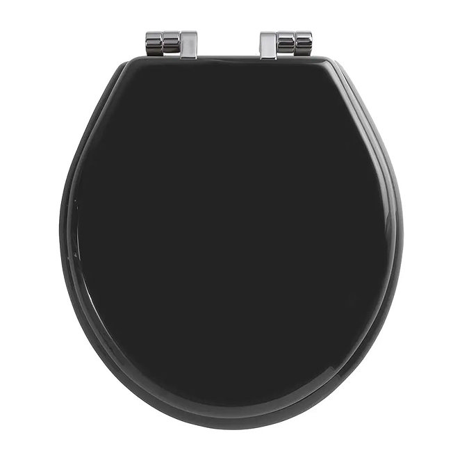 Imperial Oval Soft Close Toilet Seat with Chrome Hinges - High Gloss Black Large Image