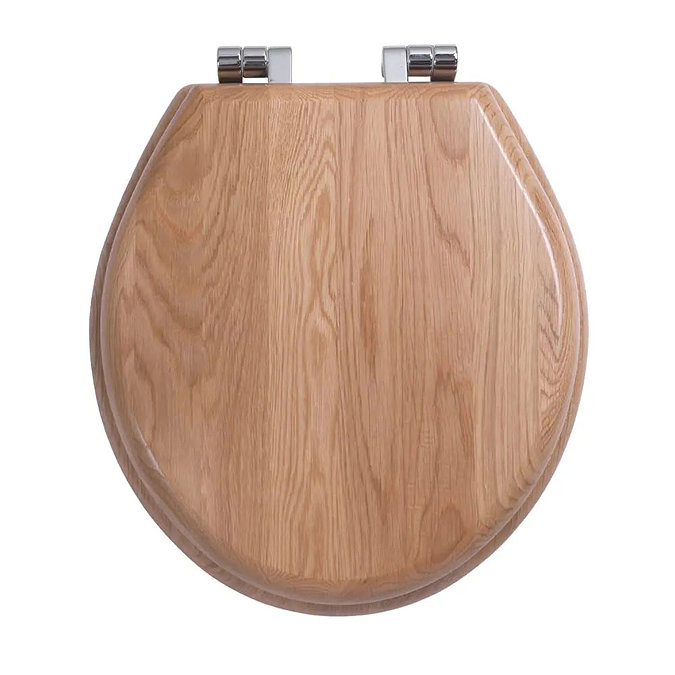 Imperial Oval Soft Close Toilet Seat with Chrome Hinges - Natural Oak Large Image