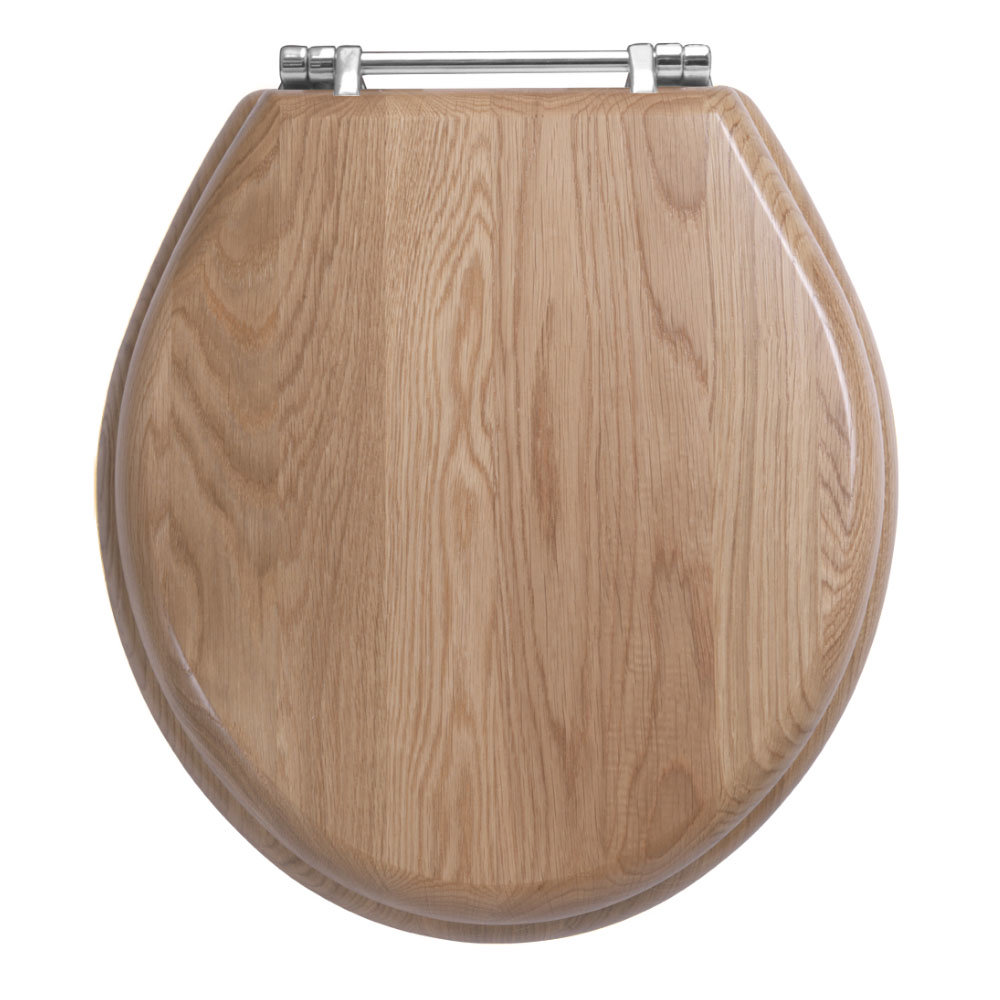 Imperial Oval Standard Toilet Seat with Chrome Hinges Natural Oak