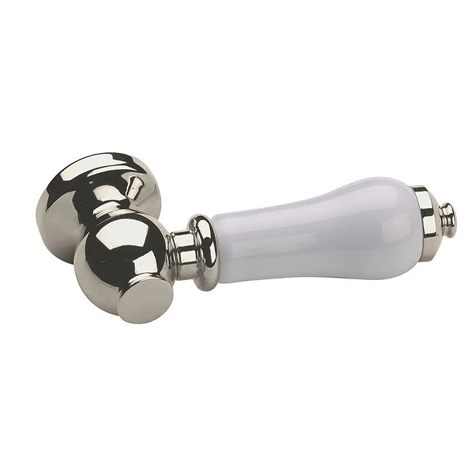 Imperial Polished Nickel Cistern Lever Handle with White Ceramic Handle Large Image