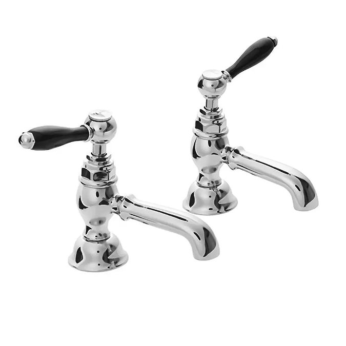Imperial Radcliffe Chrome 1/2" Basin Pillar Taps with Black Levers Large Image