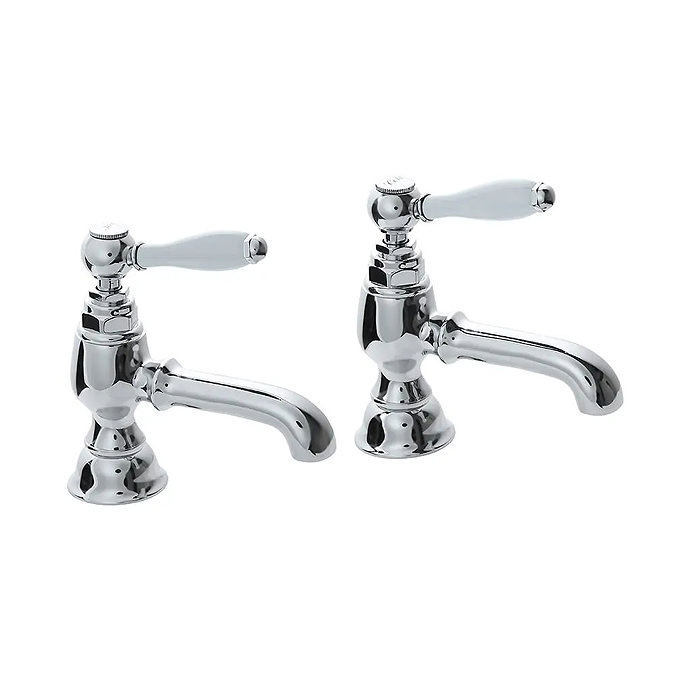 Imperial Radcliffe Chrome 3/4" Bath Pillar Taps with White Levers Large Image