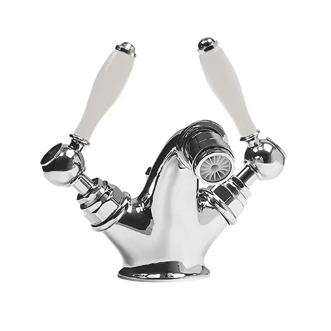 Imperial Radcliffe Chrome Mono Bidet Mixer with White Levers + Waste Large Image