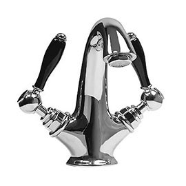 Imperial Radcliffe Chrome Tall Mono Basin Mixer with Black Levers + Waste Medium Image