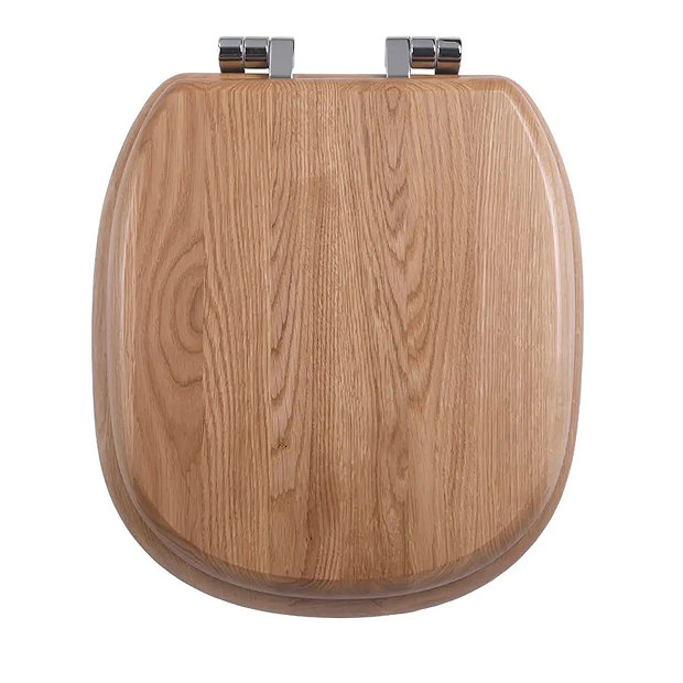 Imperial Radcliffe Soft Close Toilet Seat with Chrome Hinges Natural Oak