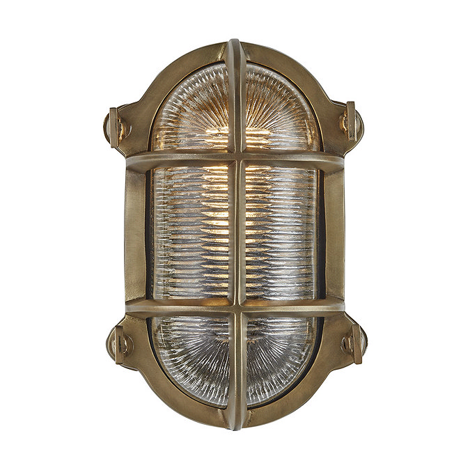 Industville 6" Bulkhead Outdoor & Bathroom Oval Light - Brass - BK-IP65-OWL6-B-SW-RB Large Image