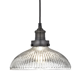 Industville Brooklyn 12" Glass Dome Pendant Light - Pewter Holder - BR-GLDP12-PH Large Image