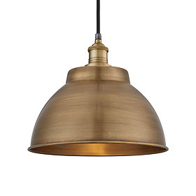 Industville Brooklyn 13" Brass Dome Pendant - Brass Holder - BR-DP13-B-BH Large Image