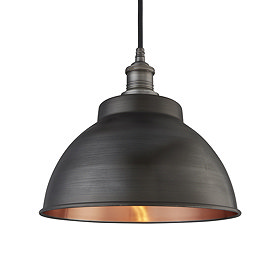 Industville Brooklyn 13" Dome Pendant - Pewter & Copper - BR-DP13-CP-PH Large Image