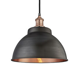 Industville Brooklyn 13" Pewter & Copper Dome Pendant - Copper Holder - BR-DP13-CP-CH Medium Image
